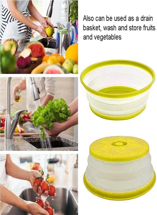 EZYHOME Microwave Splatter Cover, Collapsible and Reusable Food Cover, Ventilated Foldable Microwave Splash Proof Dining Plate Cover, Multi-Purpose Colander Kitchen Gadget Dishwasher-Safe - Image 2